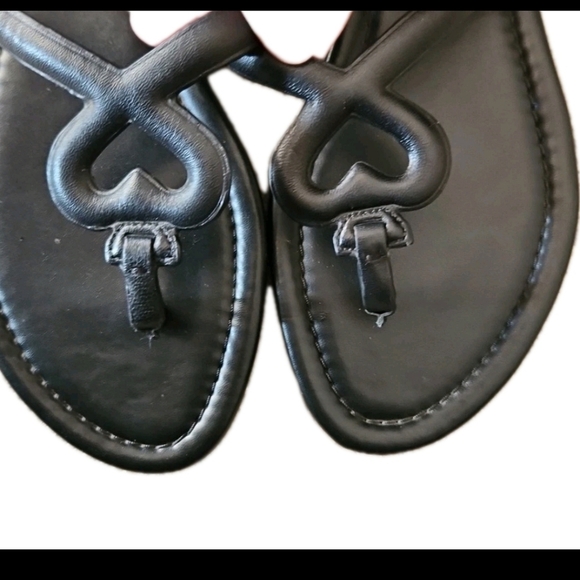 Kate Spade Womens Black Leather Pamela Heart Strap Designer Sandal 6 - Picture 9 of 11